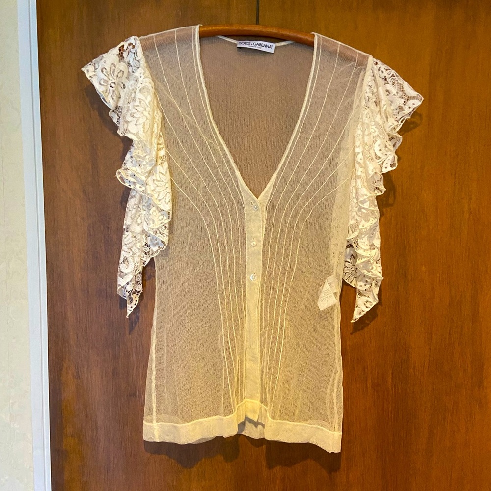 Dolce and Gabbana Sheer Lace Blouse (Size 42)